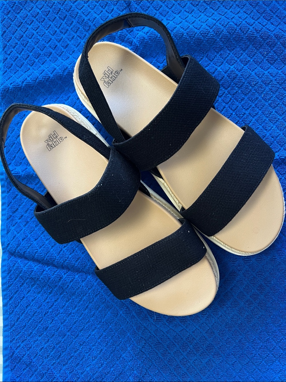 wild fable Black Double Strap Elastic Sandals
